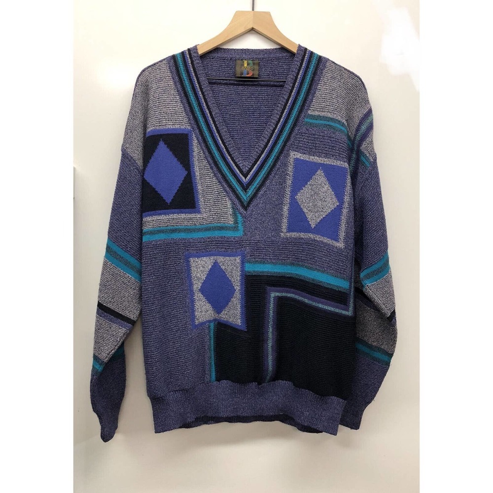 Vintage Baffo Men's Sweater Pullover V-neck